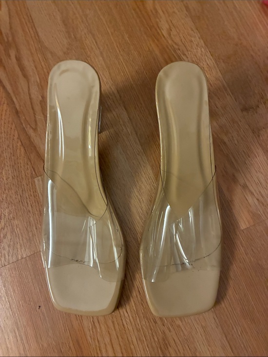 no brand Shoes - Clear Strap Nude Slide Heels for Women